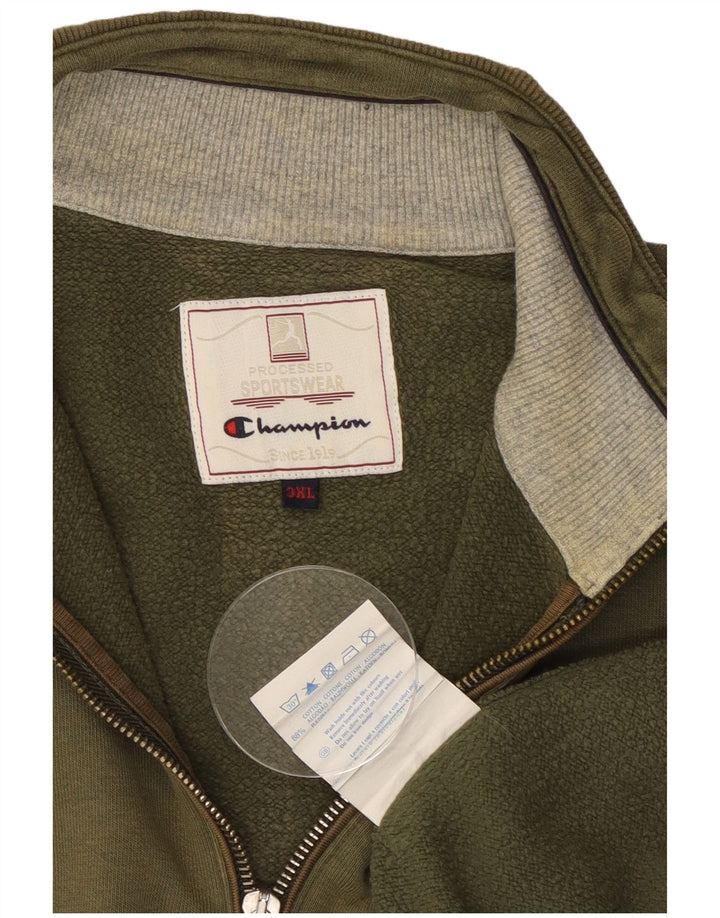 CHAMPION Suéter masculino com zíper e gola 3XL algodão cáqui