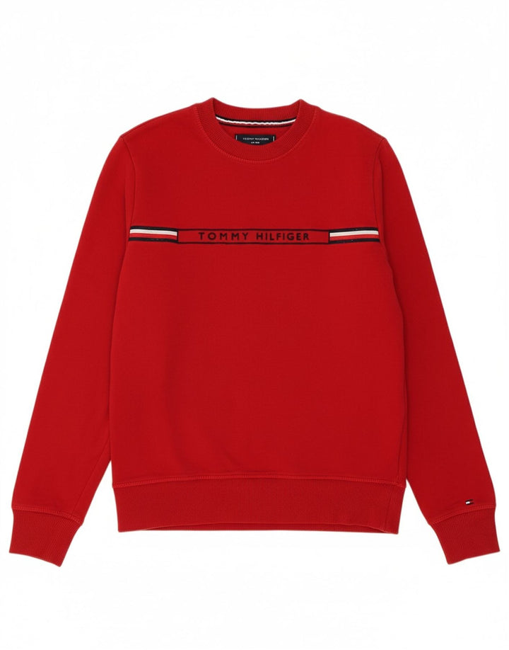 TOMMY HILFIGER Suéter gráfico masculino pequeno algodão vermelho