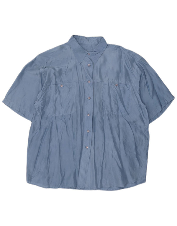 Blusa feminina vintage manga curta UK 18 XL azul