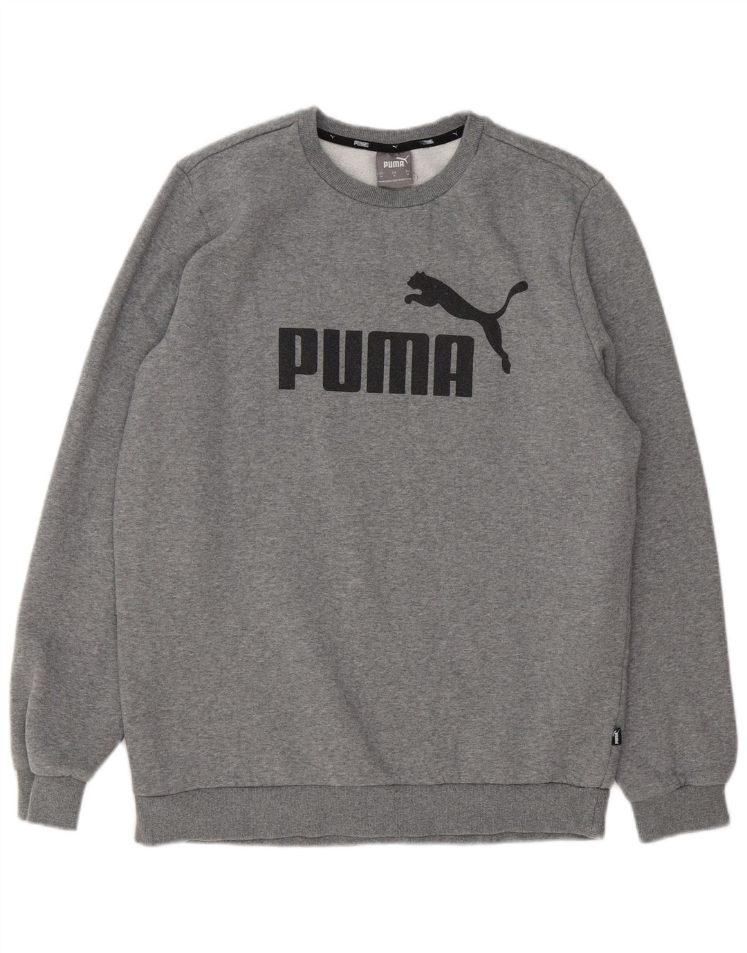 PUMA Mens Graphic Moletom Jumper Médio Algodão Cinza