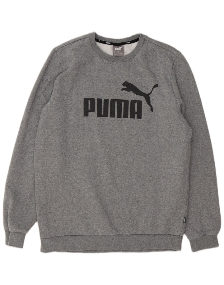 PUMA Mens Graphic Moletom Jumper Médio Algodão Cinza