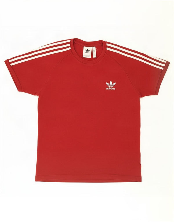 Adidas Mens Camiseta Top Médio Algodão Vermelho