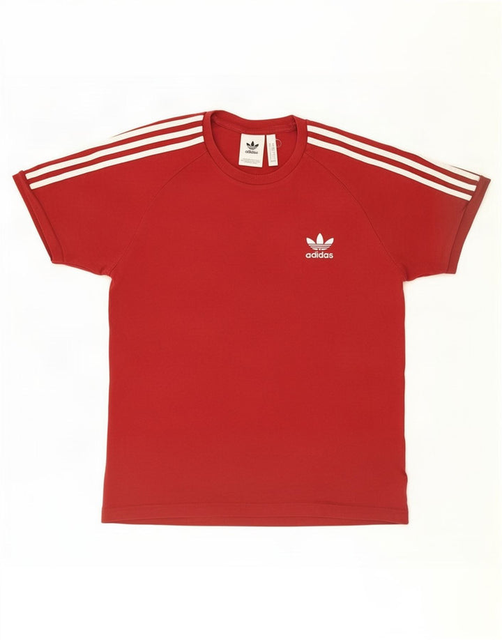 Adidas Mens Camiseta Top Médio Algodão Vermelho