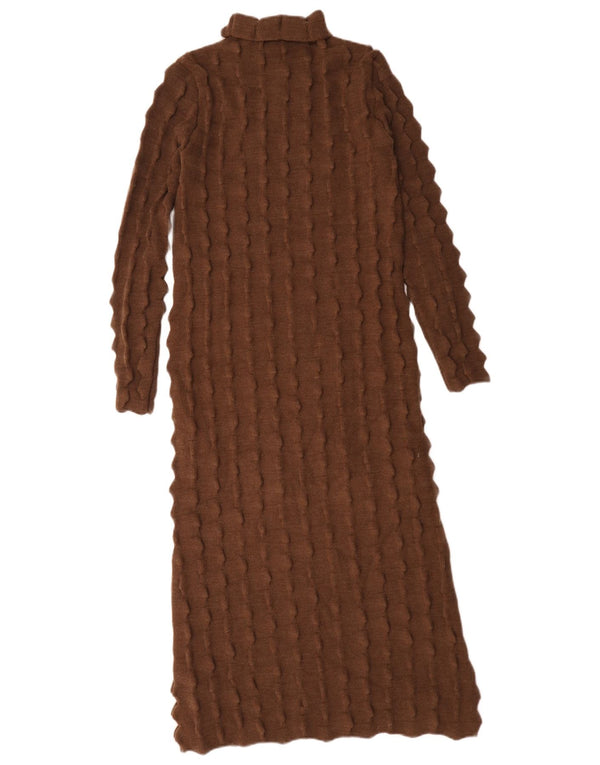 Vestido jumper feminino Zara de manga comprida Reino Unido 10 pequeno marrom acrílico