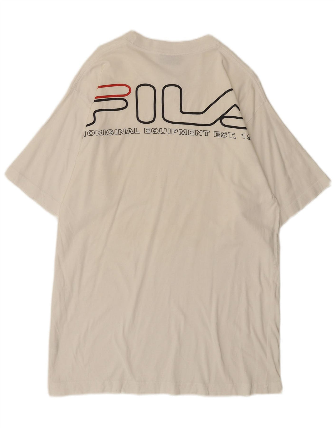 Fila Mens Graphic T-Shirt Top Médio Algodão Branco