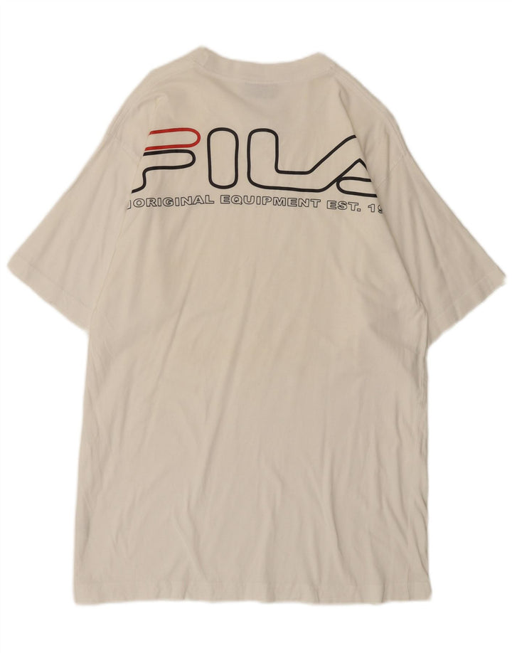Fila Mens Graphic T-Shirt Top Médio Algodão Branco