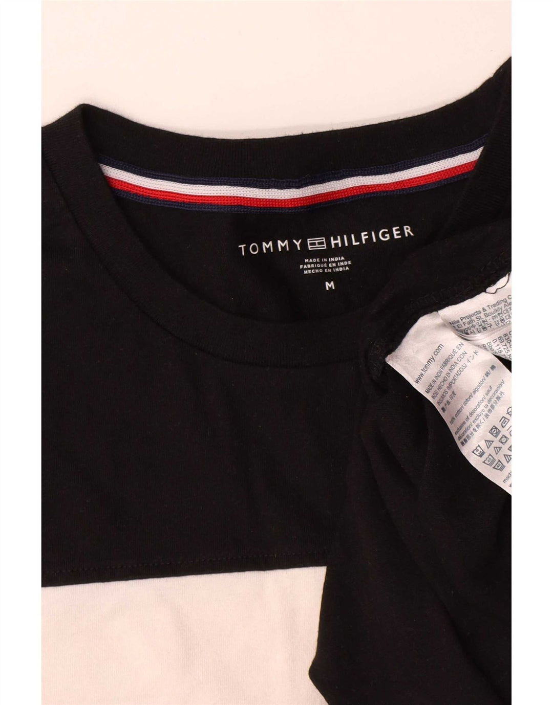 Camiseta masculina Tommy Hilfiger Top médio preto colorblock algodão