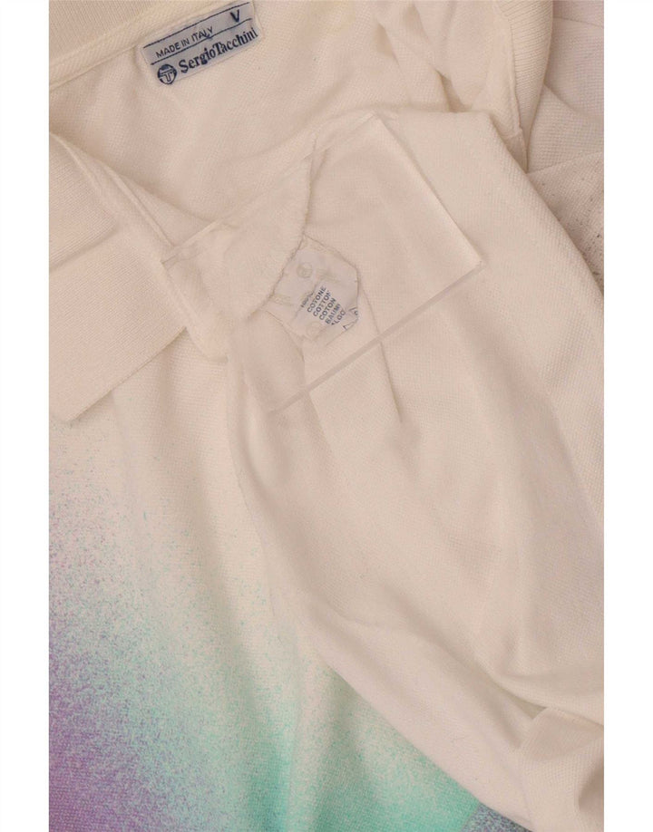 Camisa polo masculina Sergio Tacchini médio branco algodão colorblock