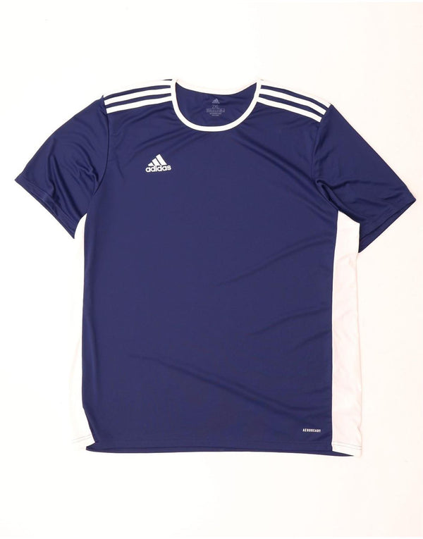Adidas Mens Aeroready Camiseta Top 2XL Azul Marinho Colorblock Poliéster