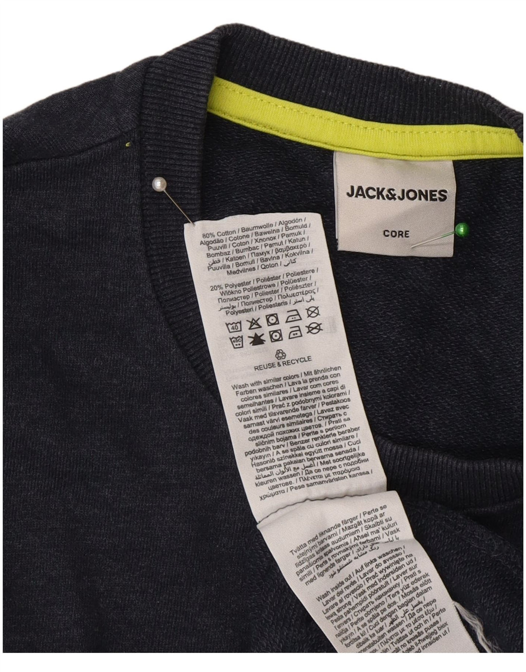 Jack & Jones moletom gráfico masculino jumper pequeno algodão azul marinho