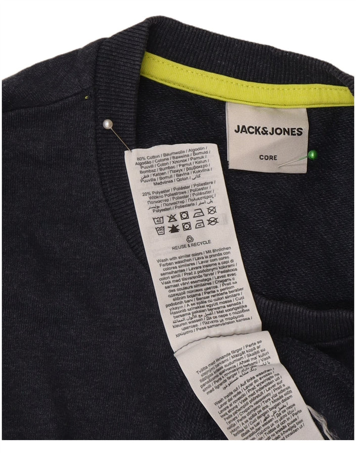 Jack & Jones moletom gráfico masculino jumper pequeno algodão azul marinho