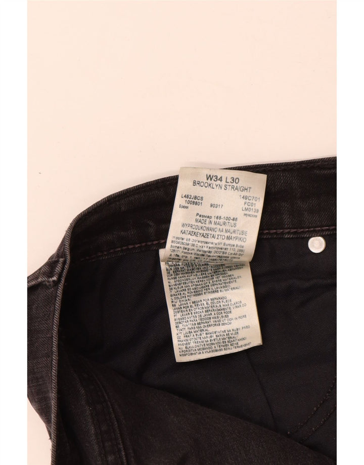 Lee Mens Brooklyn Straight Jeans W34 L30 Algodão Preto