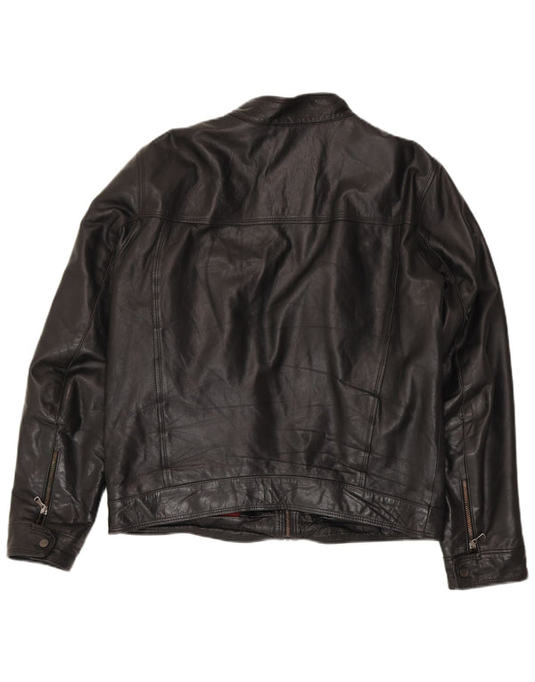 Jaqueta de couro masculina vintage IT 54 XL preta