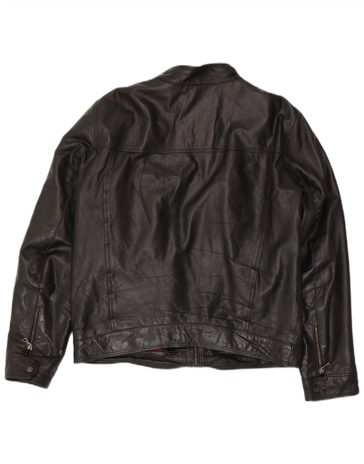 Jaqueta de couro masculina vintage IT 54 XL preta