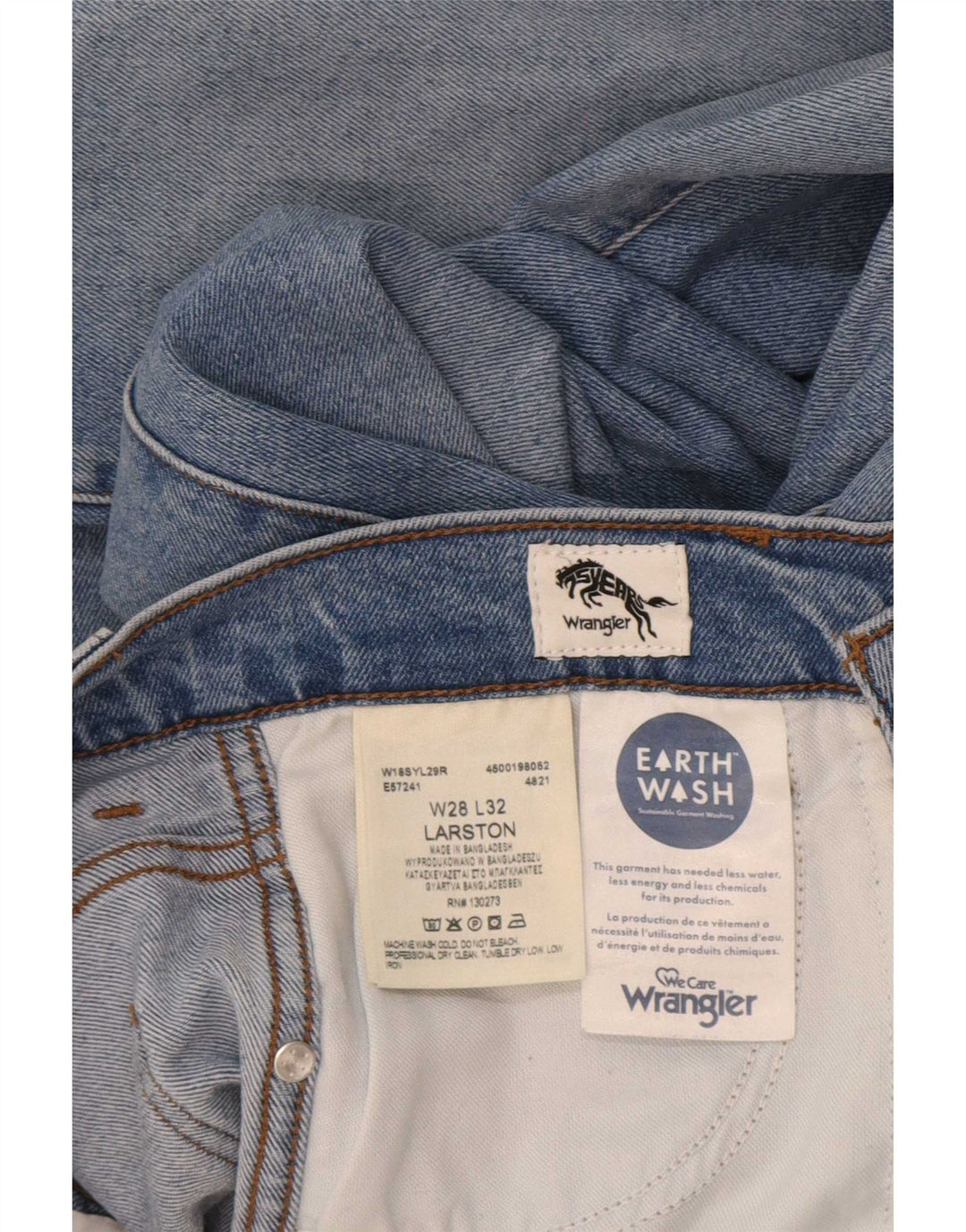 Wrangler Mens Larston Slim Jeans W28 L32 Azul Algodão