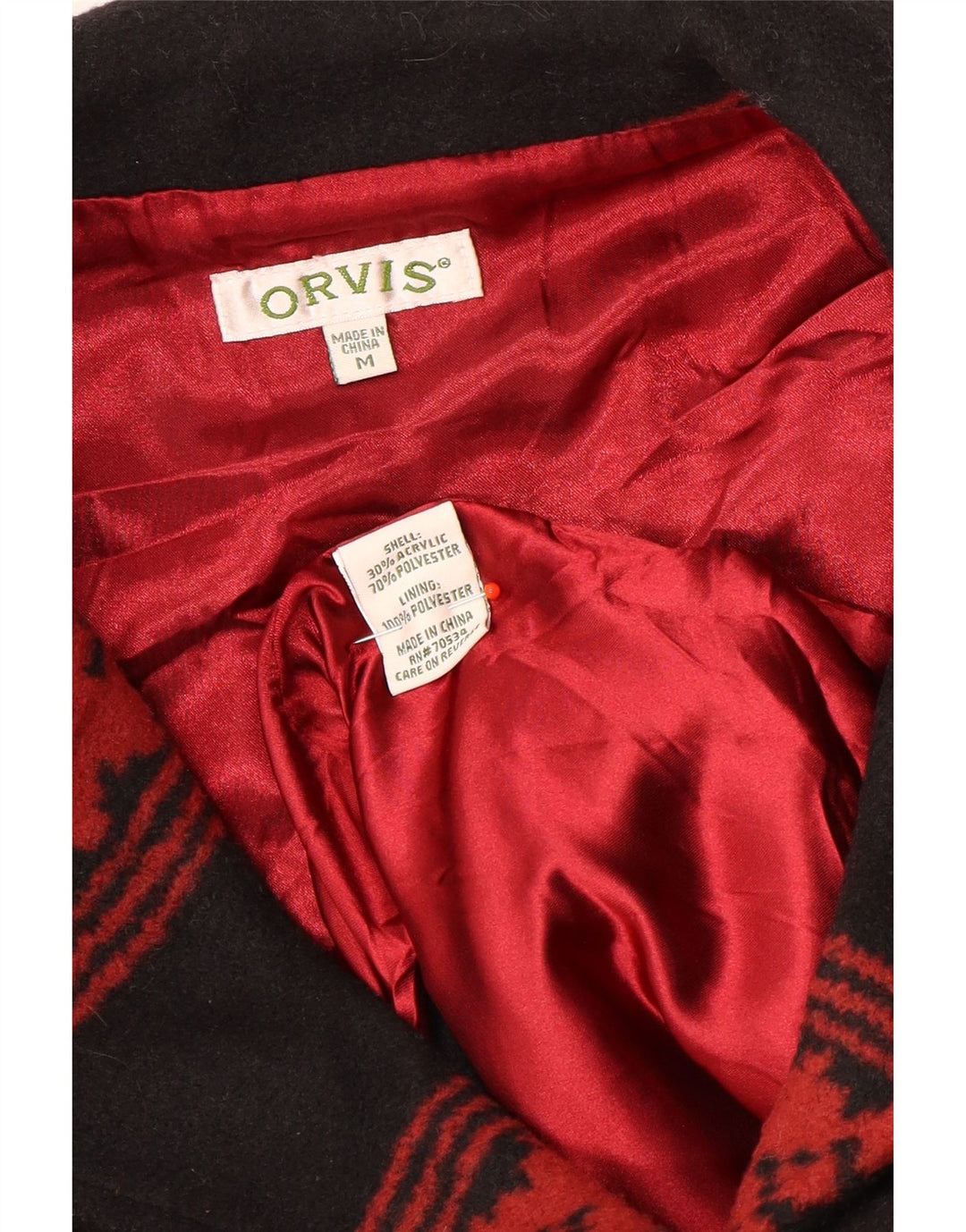 Colete feminino Orvis UK 14 acrílico geométrico preto médio