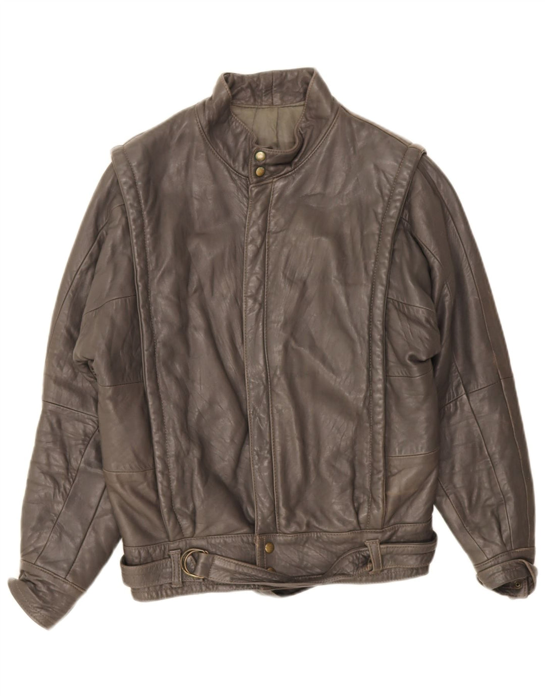 Jaqueta de couro vintage masculina solta IT 44 XS couro cinza