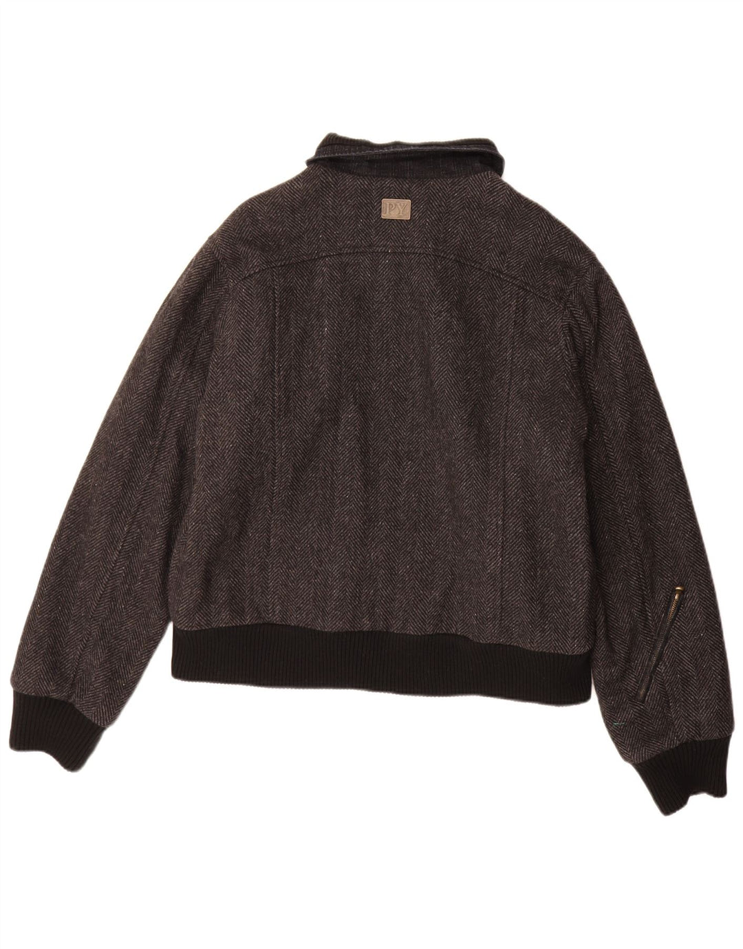 Jaqueta bomber masculina Pyramid UK 40 grande lã espinha de peixe cinza