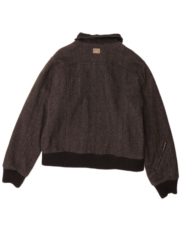 Jaqueta bomber masculina Pyramid UK 40 grande lã espinha de peixe cinza