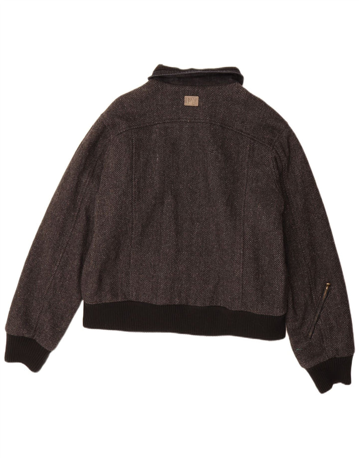Jaqueta bomber masculina Pyramid UK 40 grande lã espinha de peixe cinza