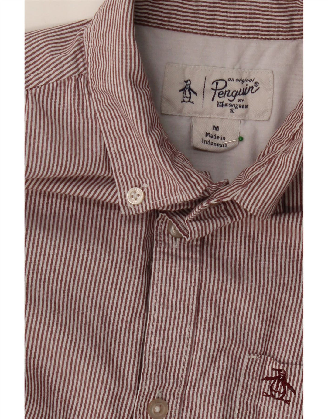 PENGUIN Mens Shirt Medium Purple Pinstripe Cotton Vintage Penguin and Second-Hand Penguin from Messina Hembry 