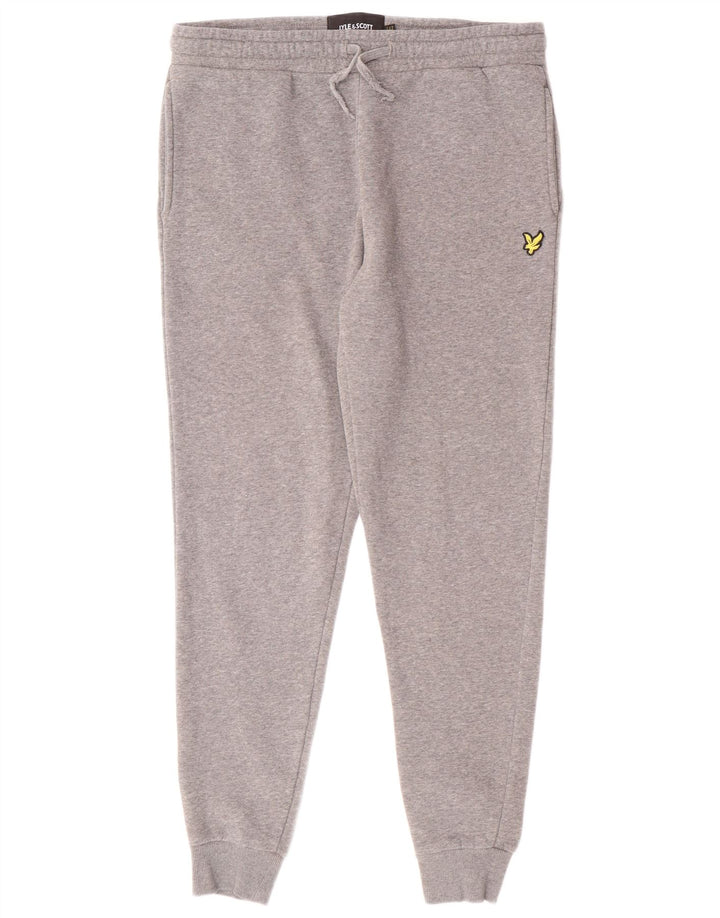 Lyle & Scott Calça de treino masculina Joggers cinza médio algodão manchado