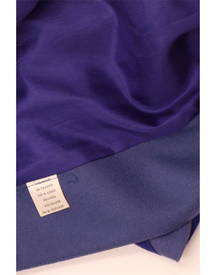 Jaqueta blazer aberta feminina vintage Reino Unido 14 grande lã roxa