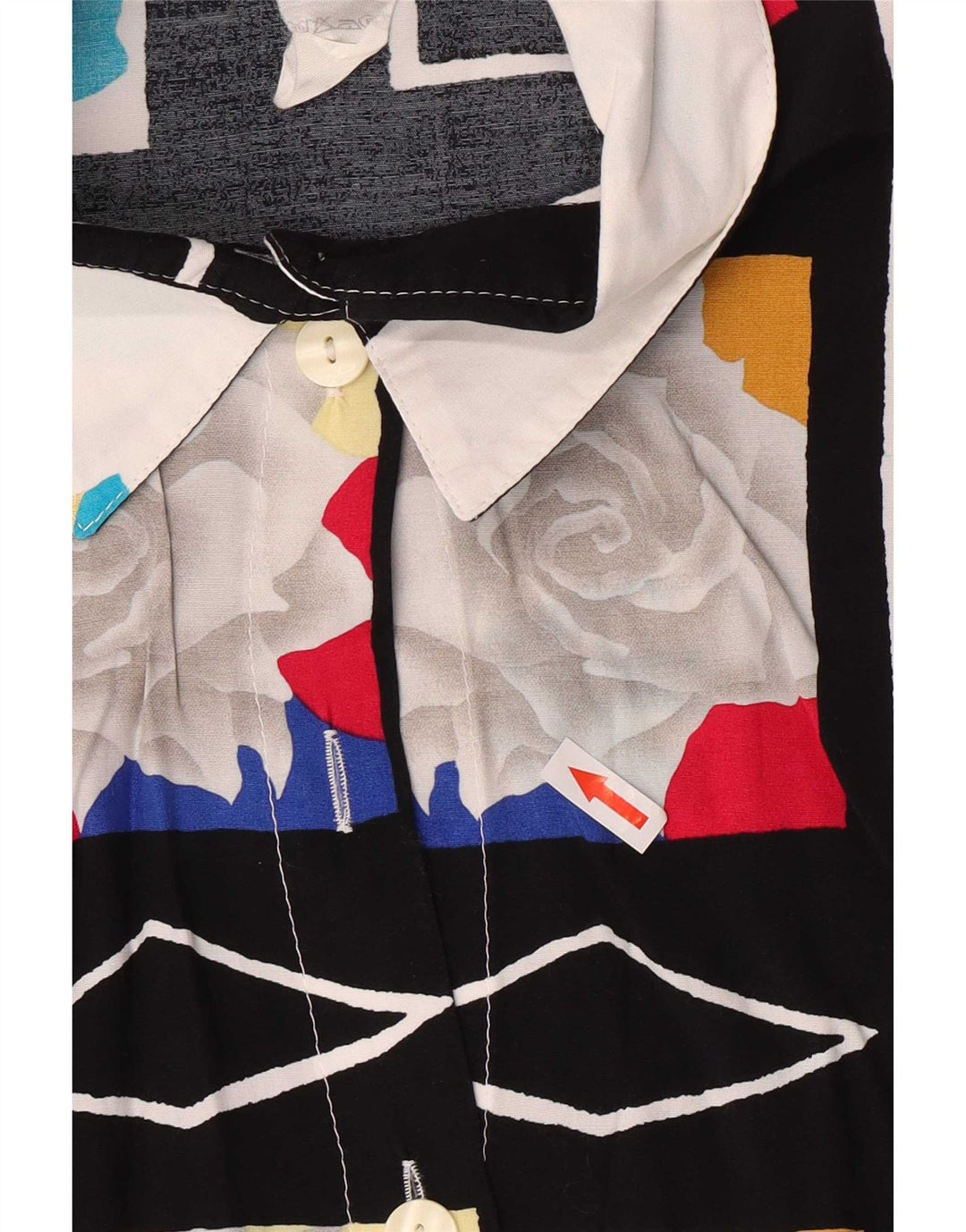 Camisa feminina vintage com padrão abstrato IT 46 grande multicolorida