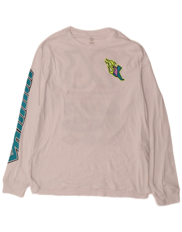 Under Armour Mens Graphic Top Manga Longa Grande Algodão Branco