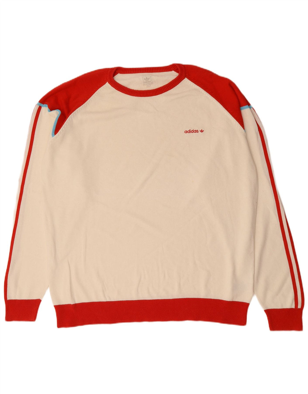 Adidas Mens Moletom Jumper XL Branco Colorblock Algodão