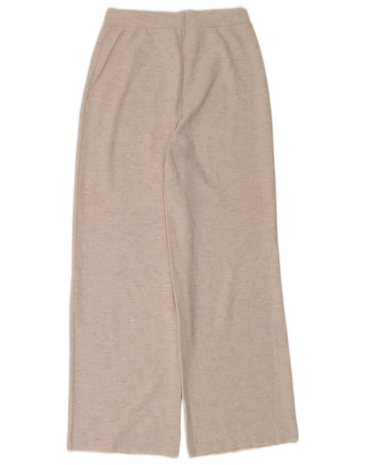 Calça de treino feminina Zara UK 12 poliéster manchado bege médio