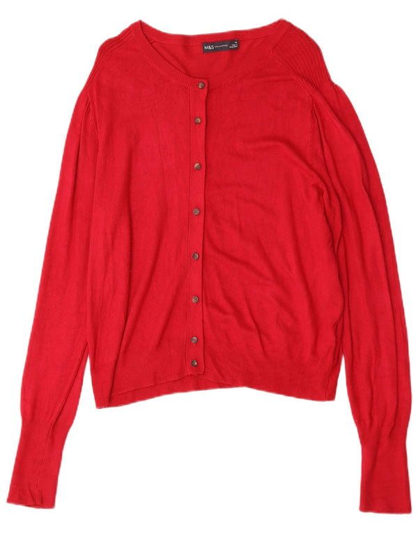 Suéter cardigã feminino Marks & Spencer UK 14 grande viscose vermelha