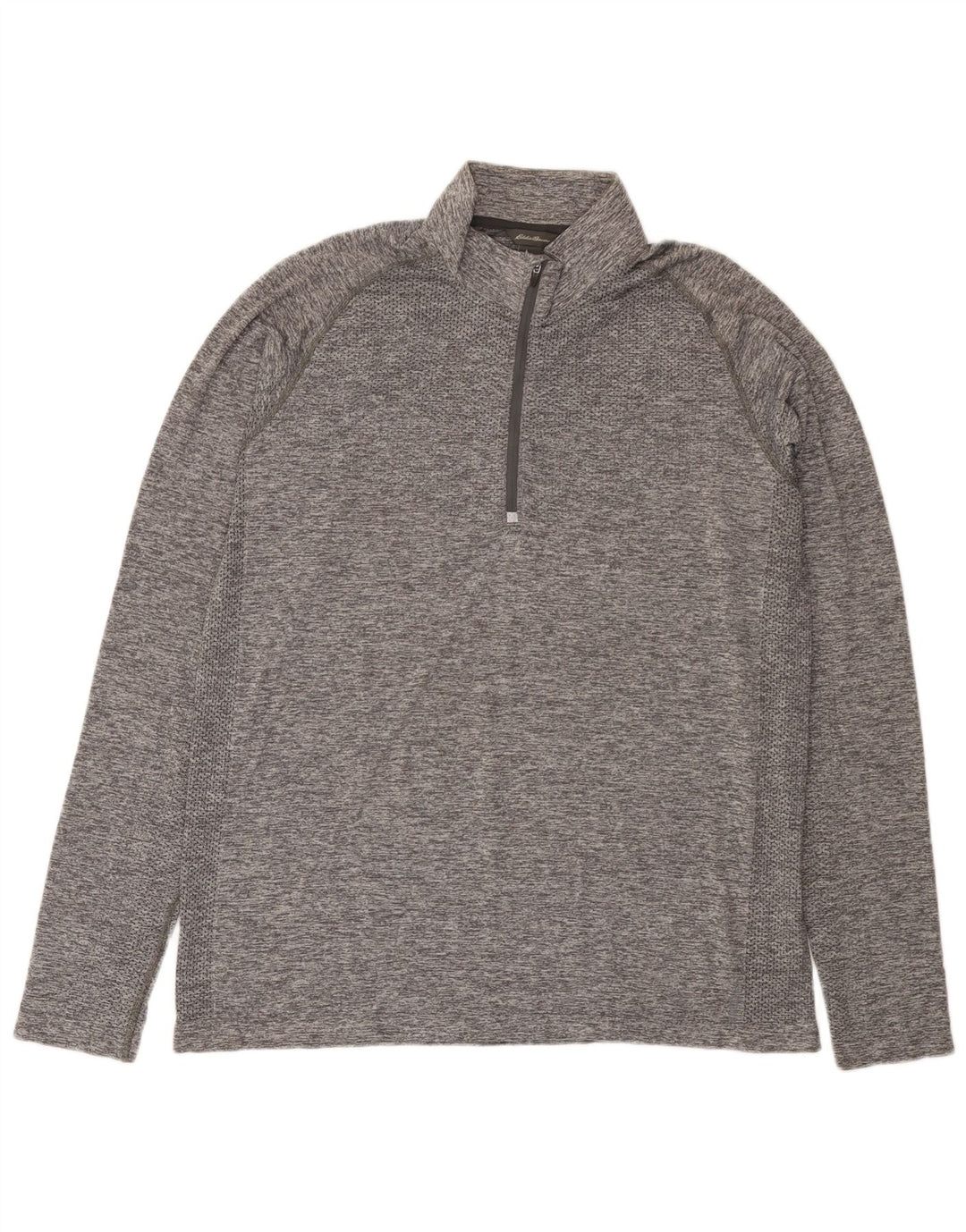 EDDIE BAUER Pulôver masculino com zíper e gola alta XL cinza manchado