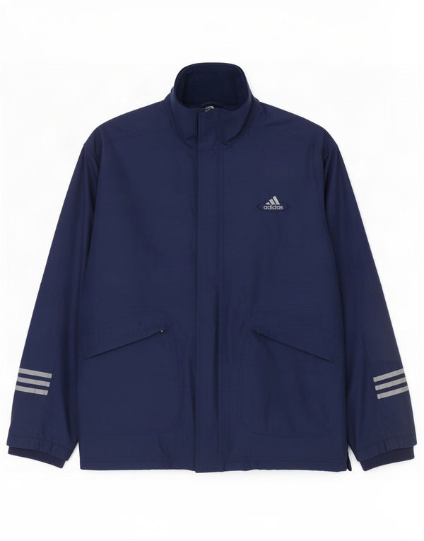 Jaqueta corta-vento masculina Adidas UK 40/42 poliéster azul marinho médio