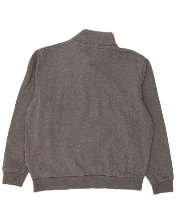 Crew Clothing Mens Zip Neck Moletom Jumper XL Cinza Algodão Flecked