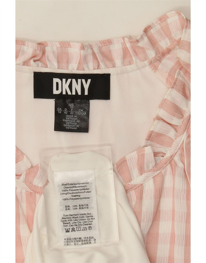 Vestido bainha feminino DKNY EU 42 grande poliéster guingão rosa
