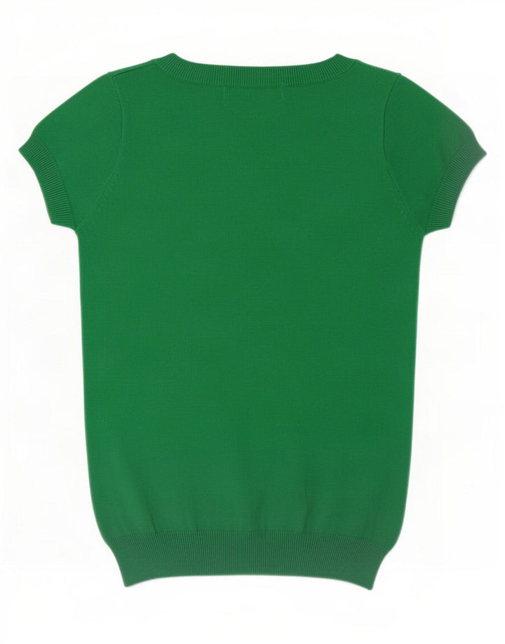 Blusa feminina Zara Top UK 8 pequeno algodão verde