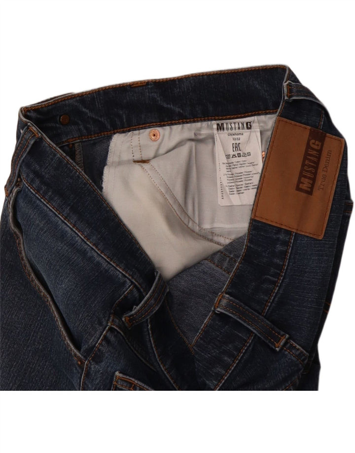 MUSTANG Masculino Texas Straight Jeans W33 L32 Azul Algodão