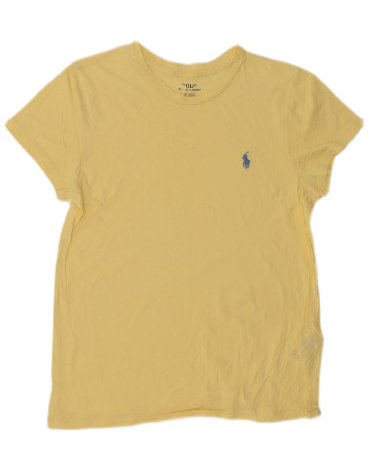 Camiseta feminina POLO RALPH LAUREN UK 14 algodão amarelo médio