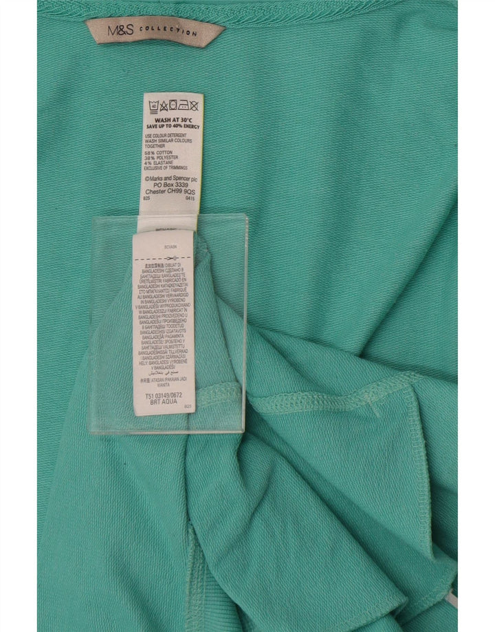 Suéter feminino Marks & Spencer com capuz e zíper Reino Unido 12 algodão turquesa médio