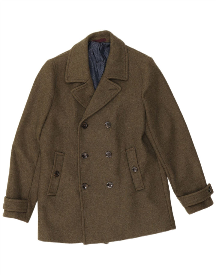 Casaco masculino Ted Baker Pea tamanho 4 grande lã cáqui