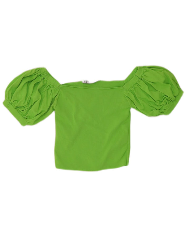 Top Zara Feminino Crop Off Ombro Reino Unido 12 Viscose Verde Médio