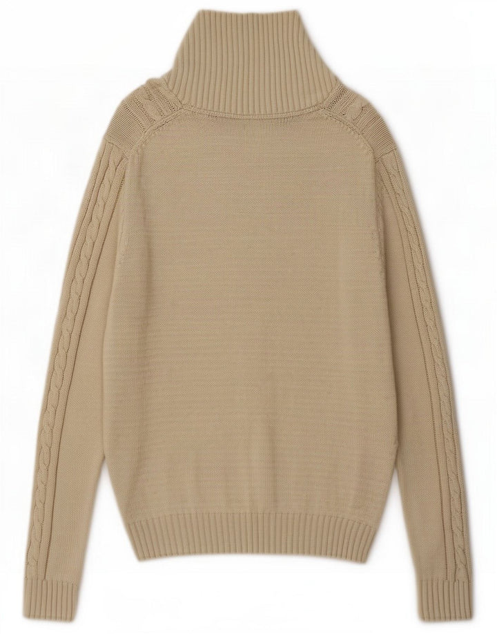 Suéter masculino Massimo Dutti com gola xale, algodão bege médio