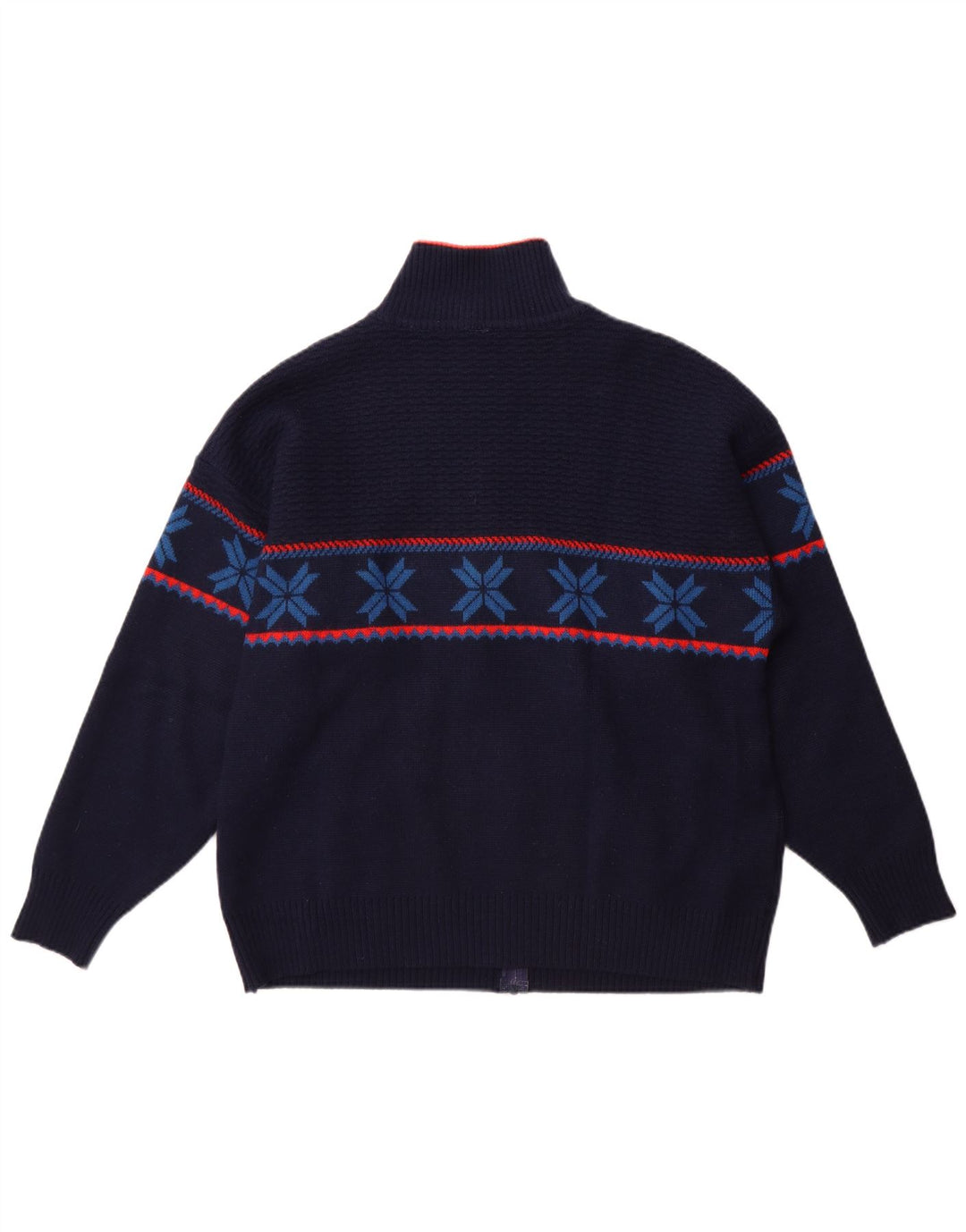 Suéter cardigã masculino vintage grande azul marinho Fair Isle