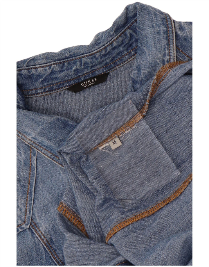 Camisa jeans feminina GUESS UK 14 azul médio floral