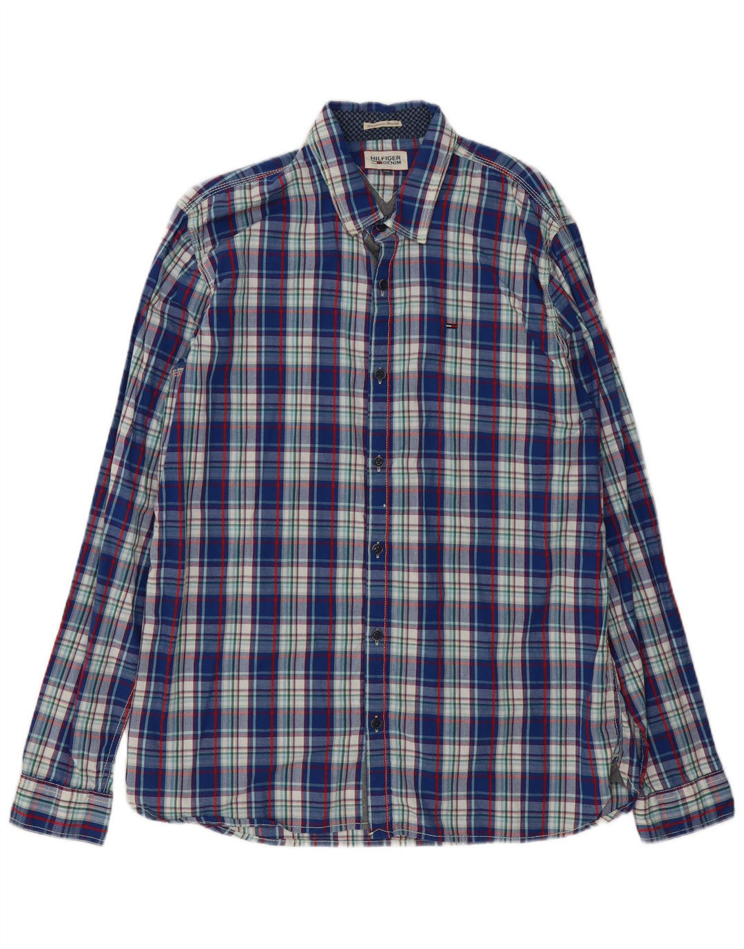 Camisa masculina Tommy Hilfiger 2XL algodão xadrez azul