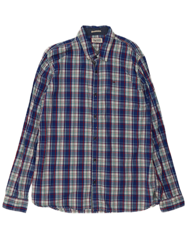 Camisa masculina Tommy Hilfiger 2XL algodão xadrez azul