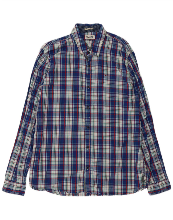 Camisa masculina Tommy Hilfiger 2XL algodão xadrez azul