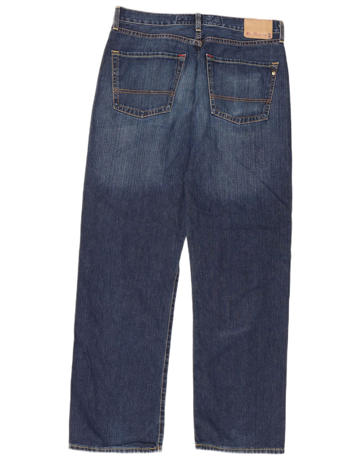 Ben Sherman Calça jeans reta masculina W34 L32 algodão azul