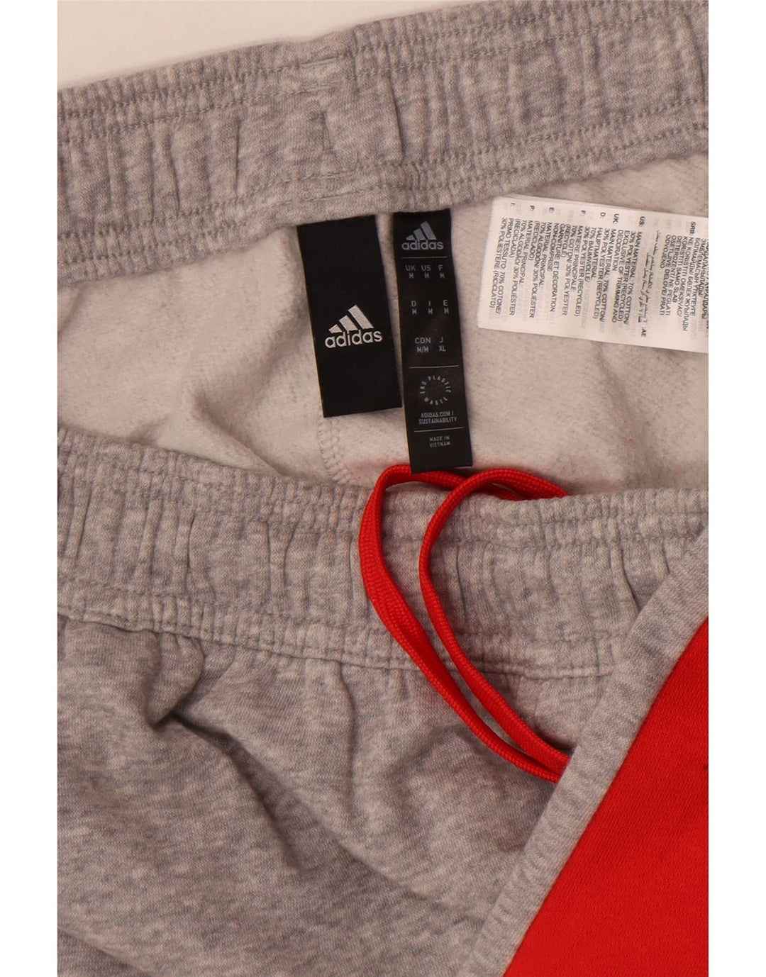 Calça de treino masculina Adidas Joggers cinza médio algodão colorblock